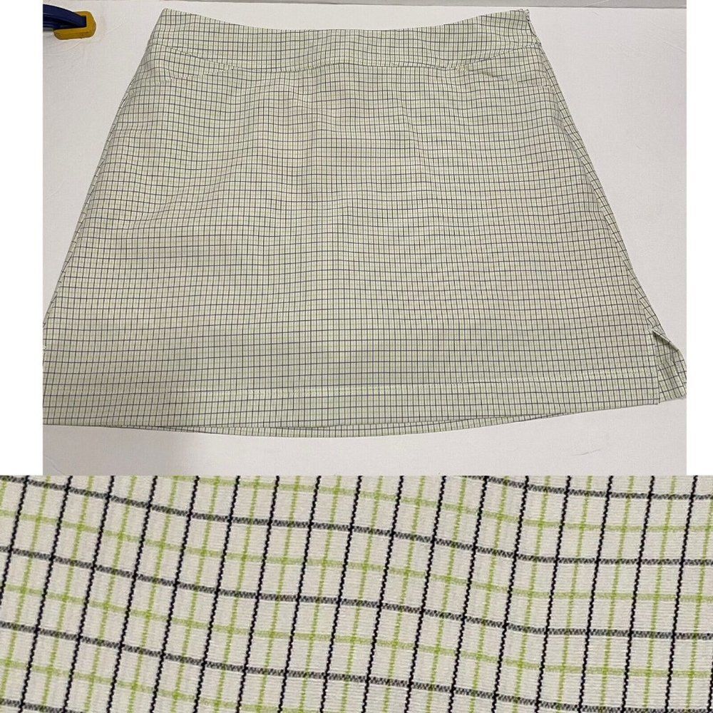 Links Women’s Sz 8 Geometric Plaid Skort Golf Tennis Stretch Zipper Pockets